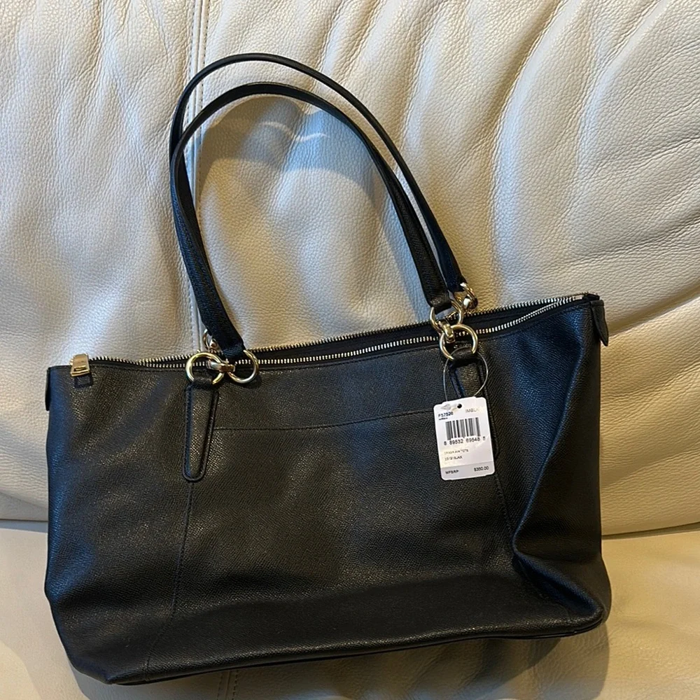 Coach Black Leather Structured Tote - Picture 2 of 6